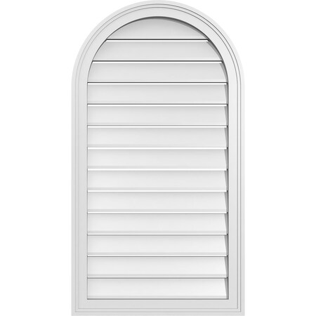 Ekena Millwork Round Top Surface Mount PVC Gable Vent: Functional, w/ 2"W x 1-1/2"P Brickmould Frame, 22"W x 40"H GVPRT22X4002SF